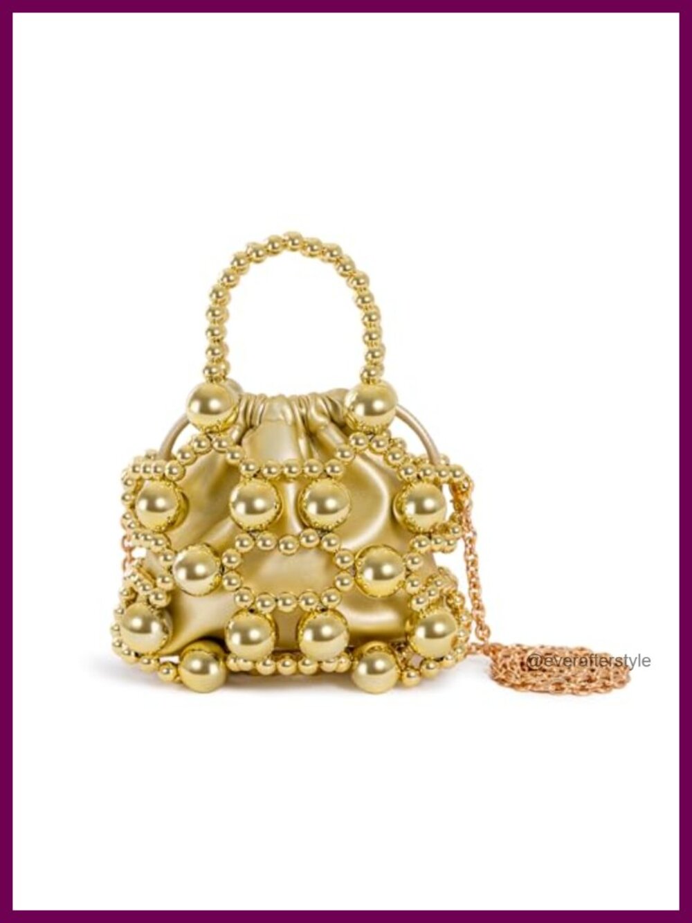 Beaded Evening Bag Faux Leather Hand-Woven Clutch with Chain